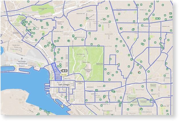 neighborhood boundaries on a google map